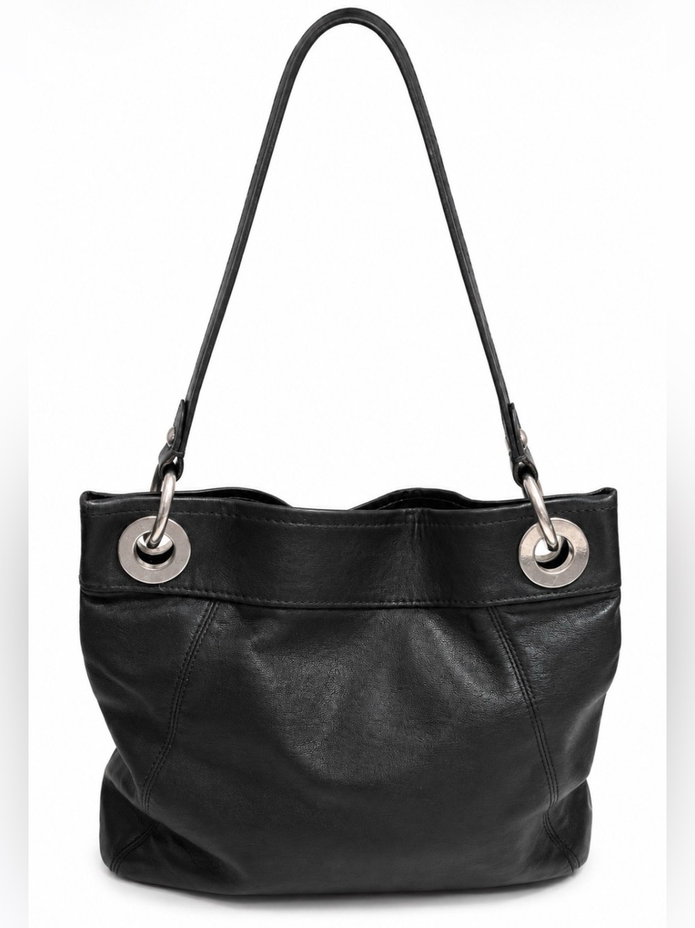 Coach Authentic Black Soft Leather Shoulder Tote with Silver Hardware - Picture 8 of 9